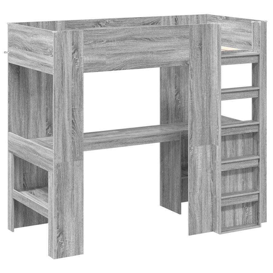 Loft Bedframe met Bureau met opslag Bewerkt hout