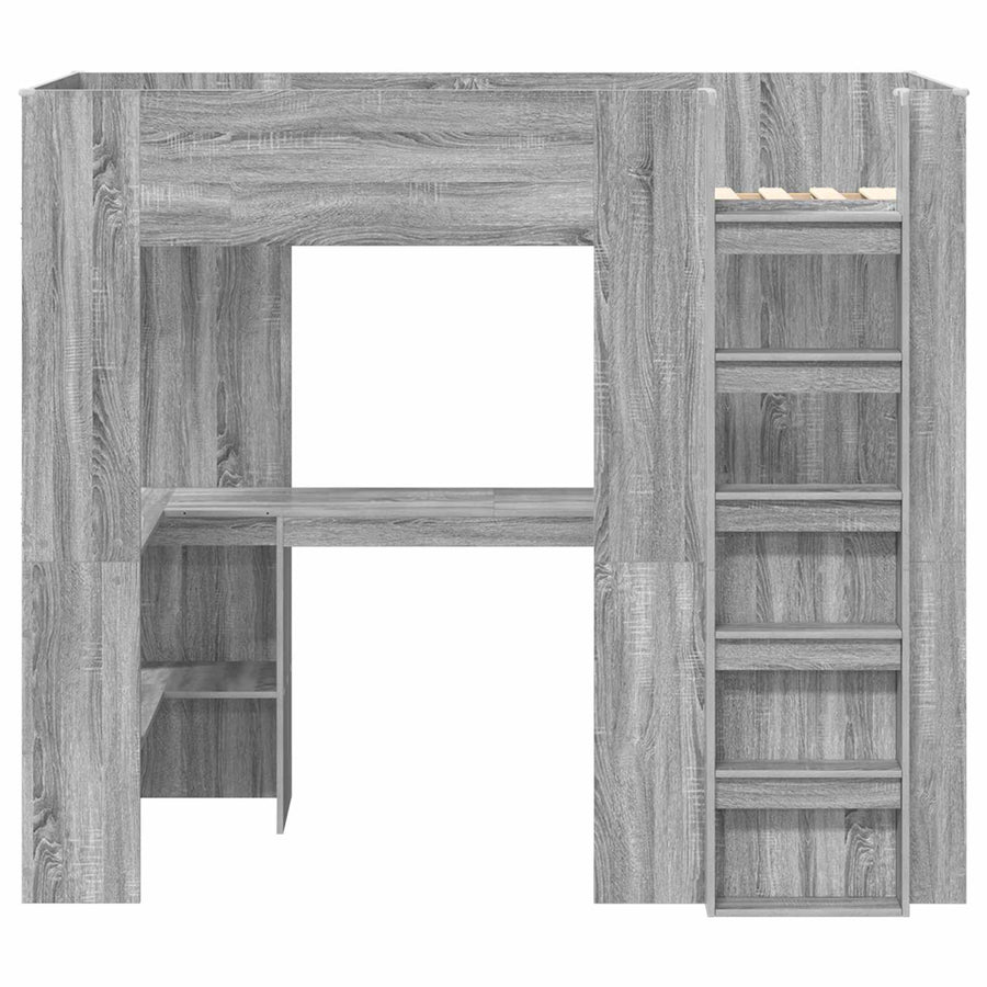 Loft Bedframe met Bureau met opslag Bewerkt hout