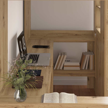 Loft Bedframe met Bureau met opslag Artisan Eiken 100 x 200 cm