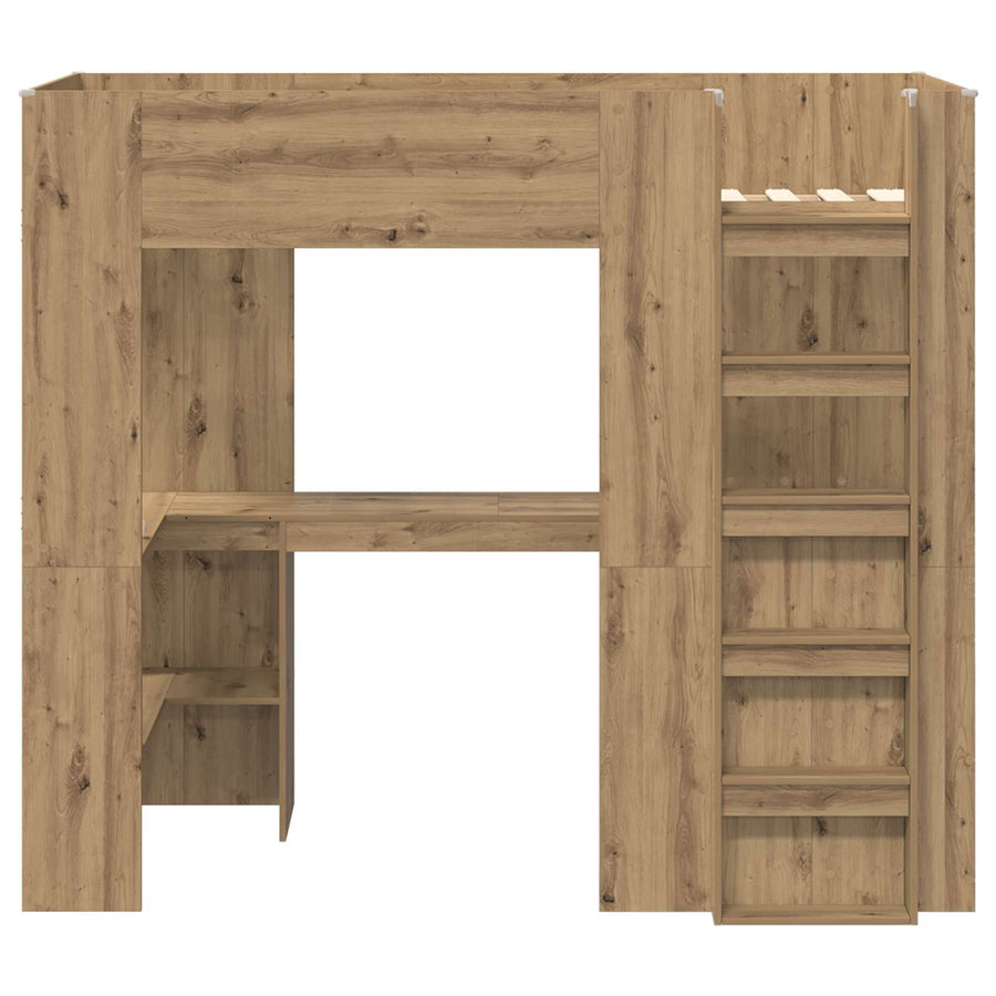 Loft Bedframe met Bureau met opslag Artisan Eiken 100 x 200 cm