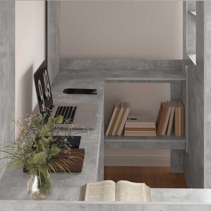 Loft Bedframe met Bureau Beton Grijs 100 x 200 cm Bewerkt hout