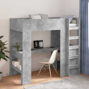 Loft bed met bureau beton grijs 203x111.5x175 cm bewerkt hout