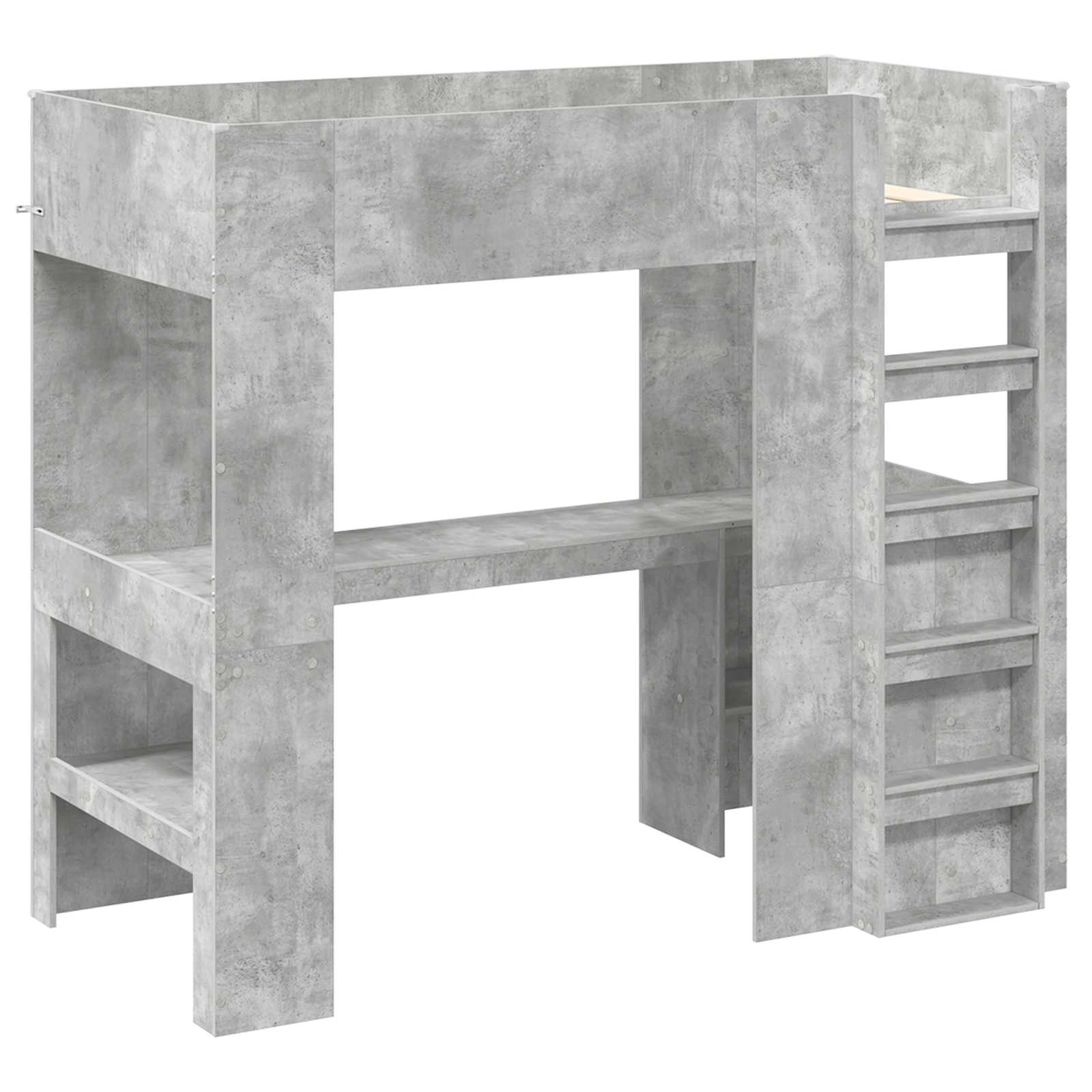 Loft Bedframe met Bureau Beton Grijs 100 x 200 cm Bewerkt hout