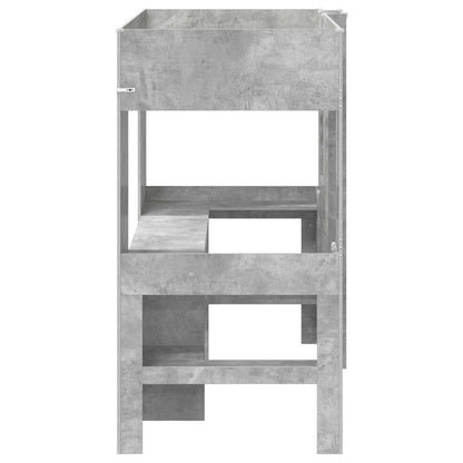 Loft Bedframe met Bureau Beton Grijs 100 x 200 cm Bewerkt hout