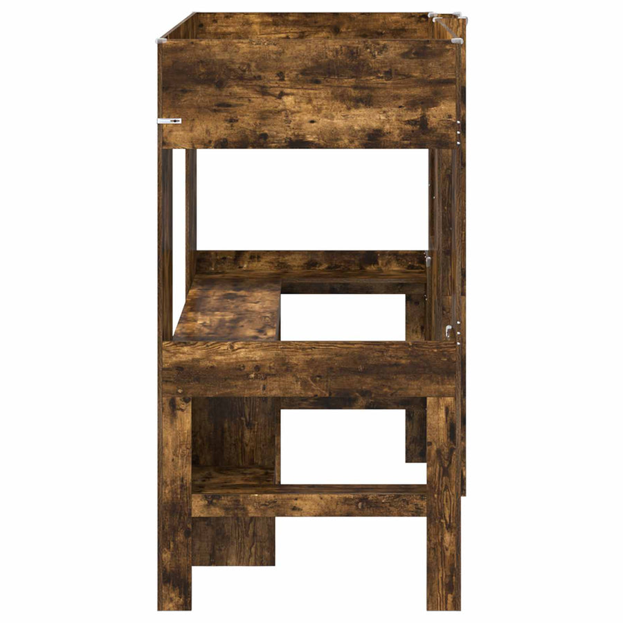 Loft Bedframe met Bureau met opslag Gerookt eiken 100 x 200 cm
