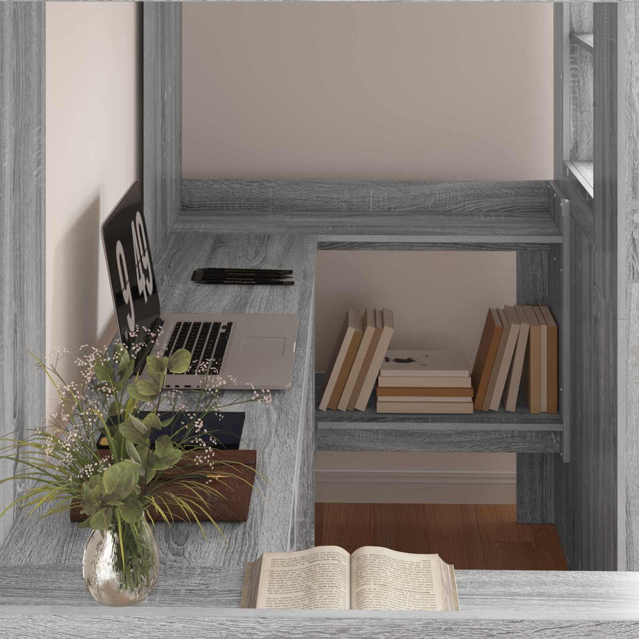 Loft Bedframe met Bureau Grijs Sonoma 100 x 200 cm Bewerkt hout