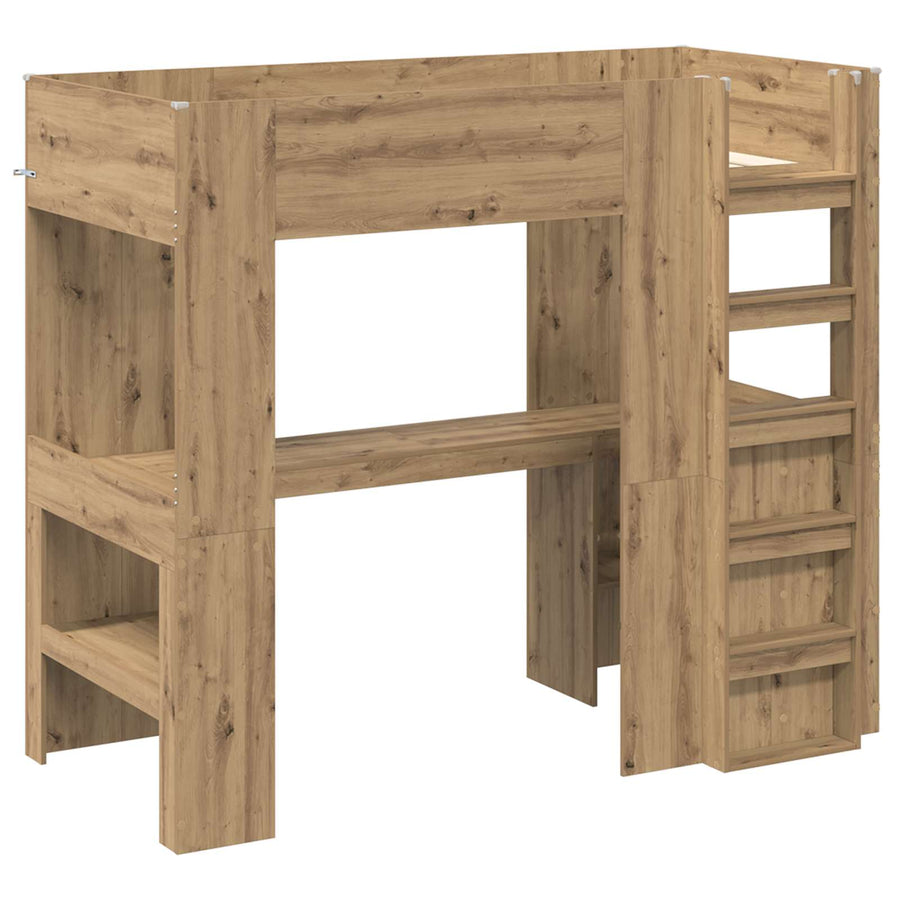 Loft Bedframe met Bureau met opslag Artisan Eiken 100 x 200 cm
