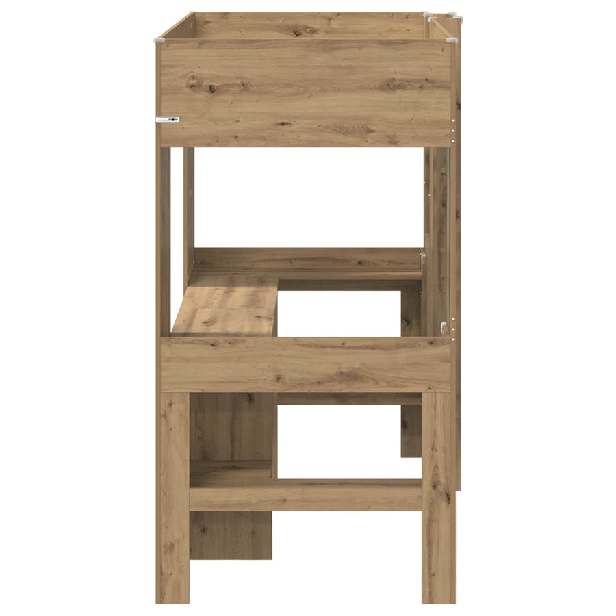 Loft Bedframe met Bureau met opslag Artisan Eiken 100 x 200 cm