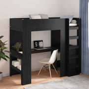Loftbed met bureau 100x200 cm zwart eiken