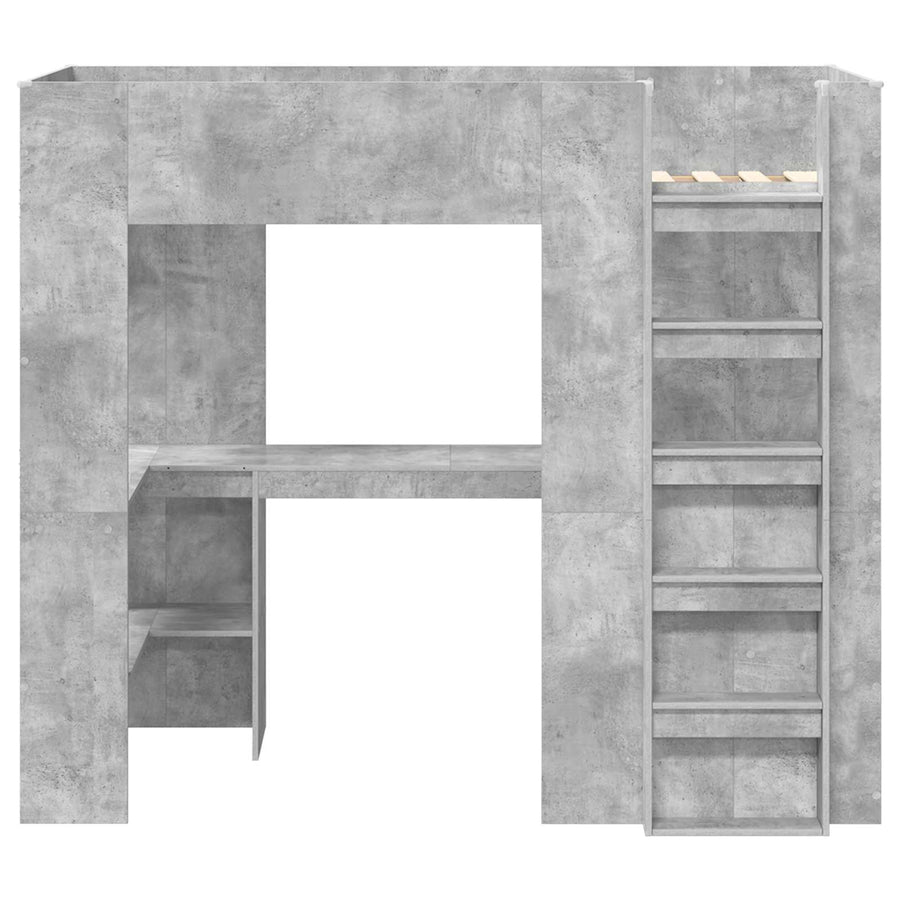 Loft Bedframe met Bureau met opslag Bewerkt hout
