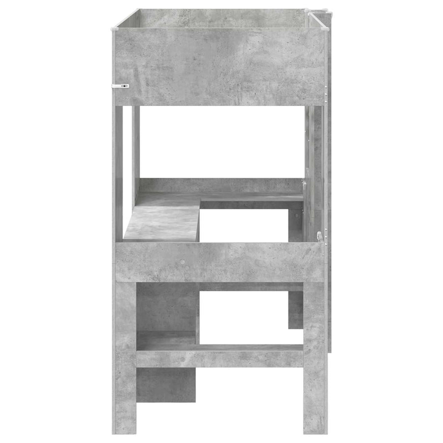 Loft Bedframe met Bureau met opslag Bewerkt hout