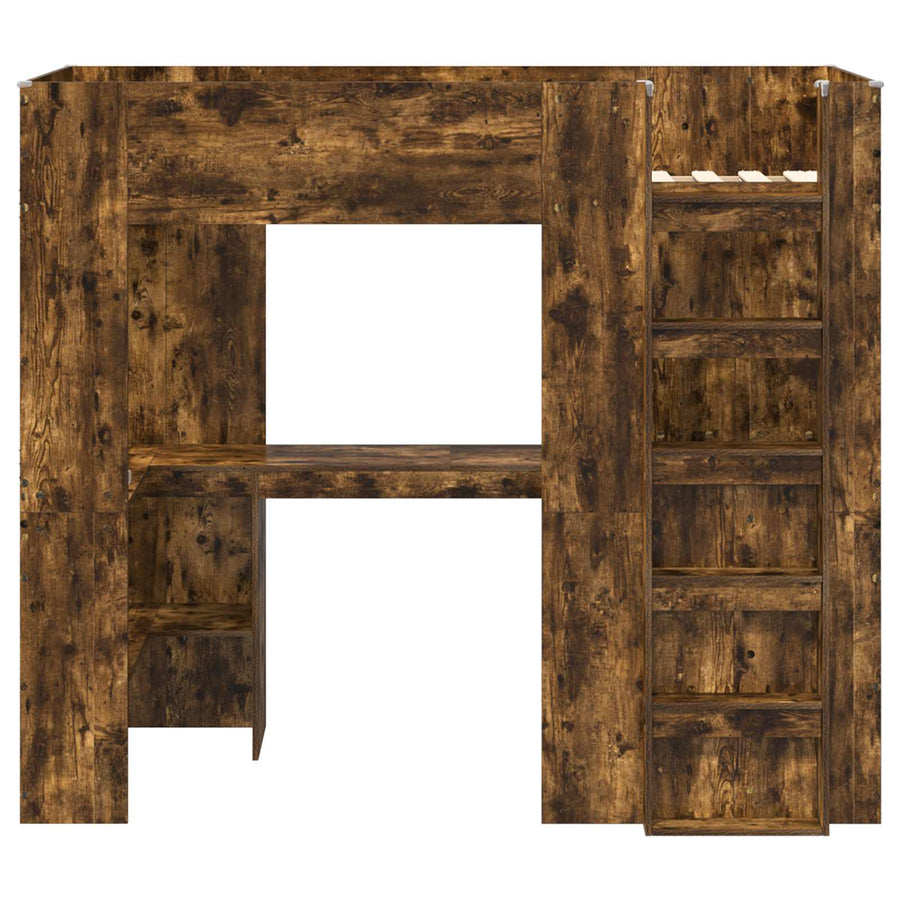 Loft Bedframe met Bureau met opslag Bewerkt hout