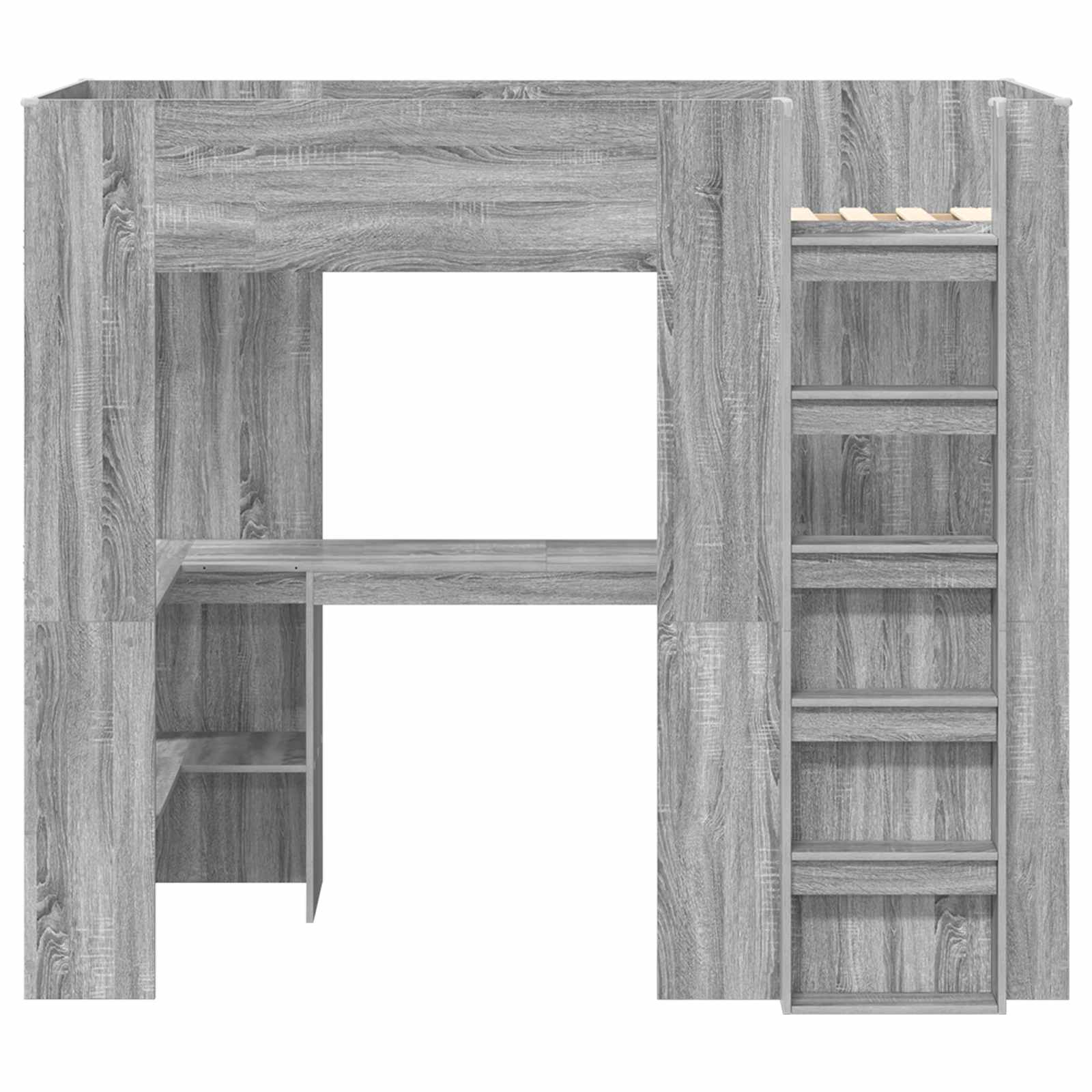 Loft Bedframe met Bureau Grijs Sonoma 100 x 200 cm Bewerkt hout