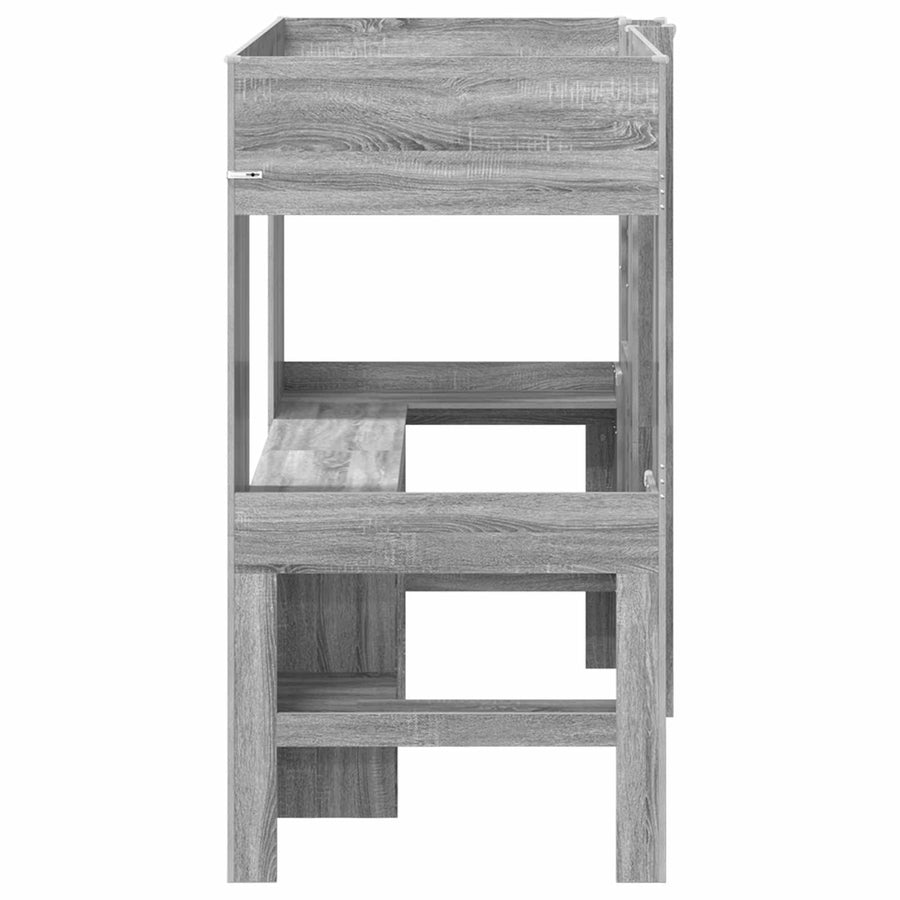 Loft Bedframe met Bureau Grijs Sonoma 100 x 200 cm Bewerkt hout