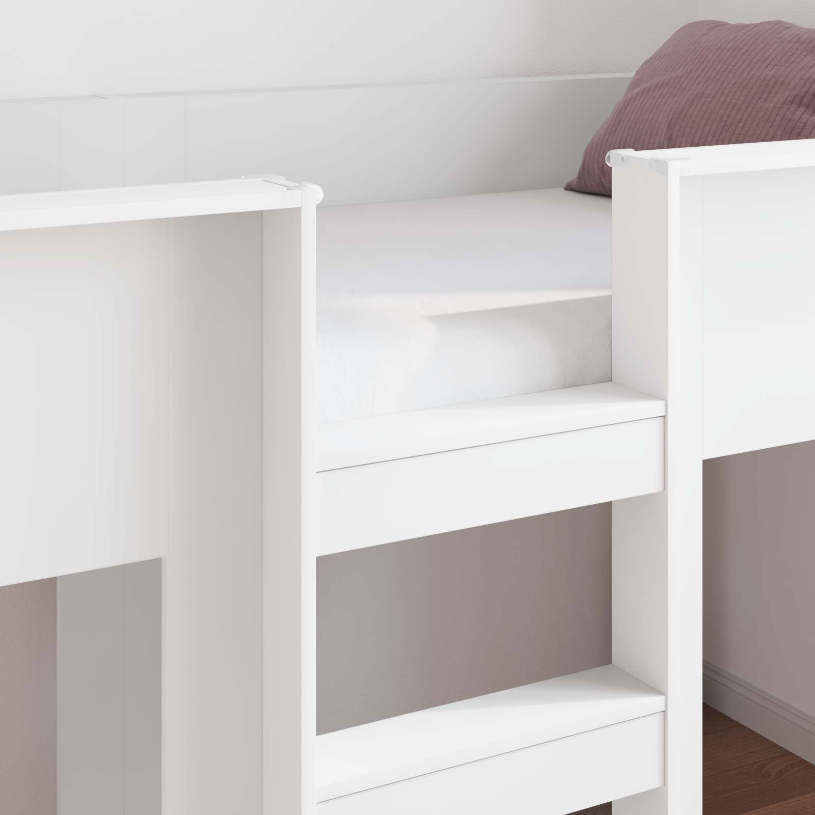 Bunk Bed voor Kinderen met opslag Wit 75 x 190 cm Bewerkt hout
