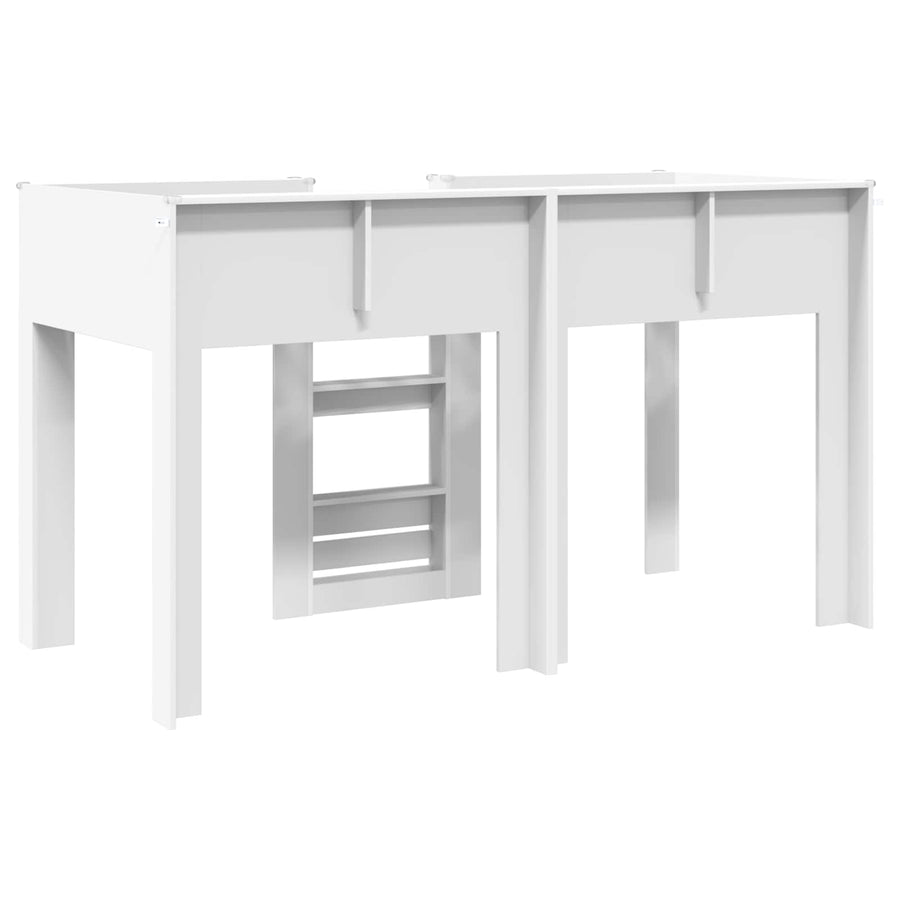 Bunk Bed voor Kinderen met opslag Wit 75 x 190 cm Bewerkt hout