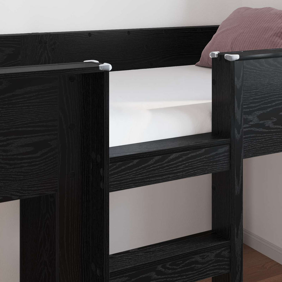 Bunk Bed voor Kinderen Zwart Eiken 75 x 190 cm Bewerkt hout