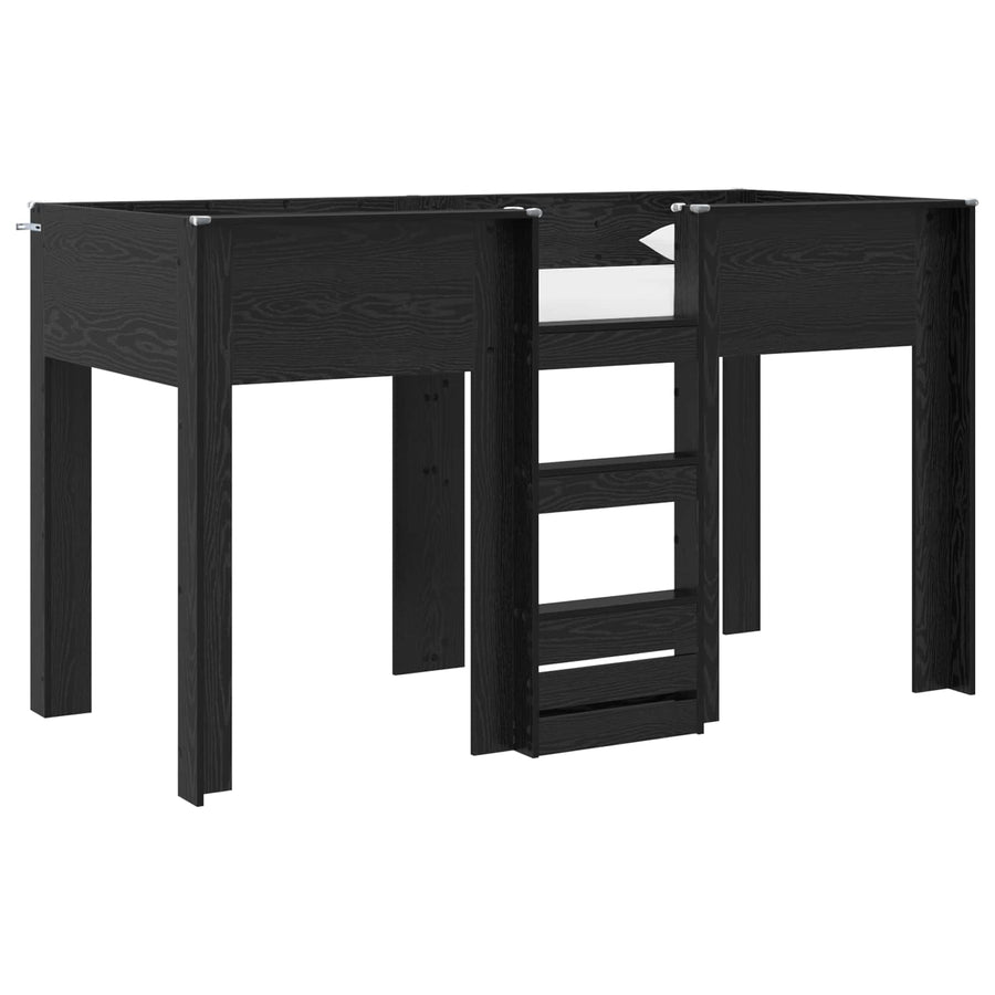 Bunk Bed voor Kinderen Zwart Eiken 75 x 190 cm Bewerkt hout