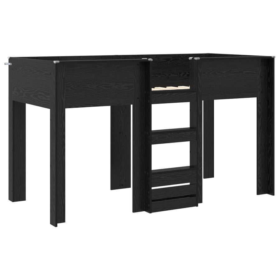 Bunk Bed voor Kinderen Zwart Eiken 75 x 190 cm Bewerkt hout
