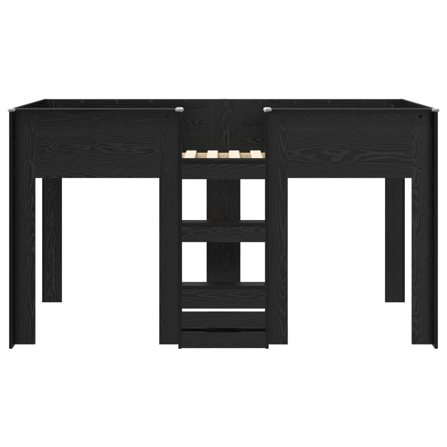 Bunk Bed voor Kinderen Zwart Eiken 75 x 190 cm Bewerkt hout