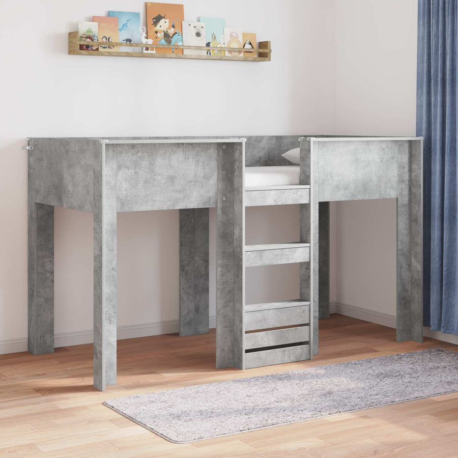 Bunk Bed voor Kinderen Beton Grijs 75 x 190 cm Bewerkt hout