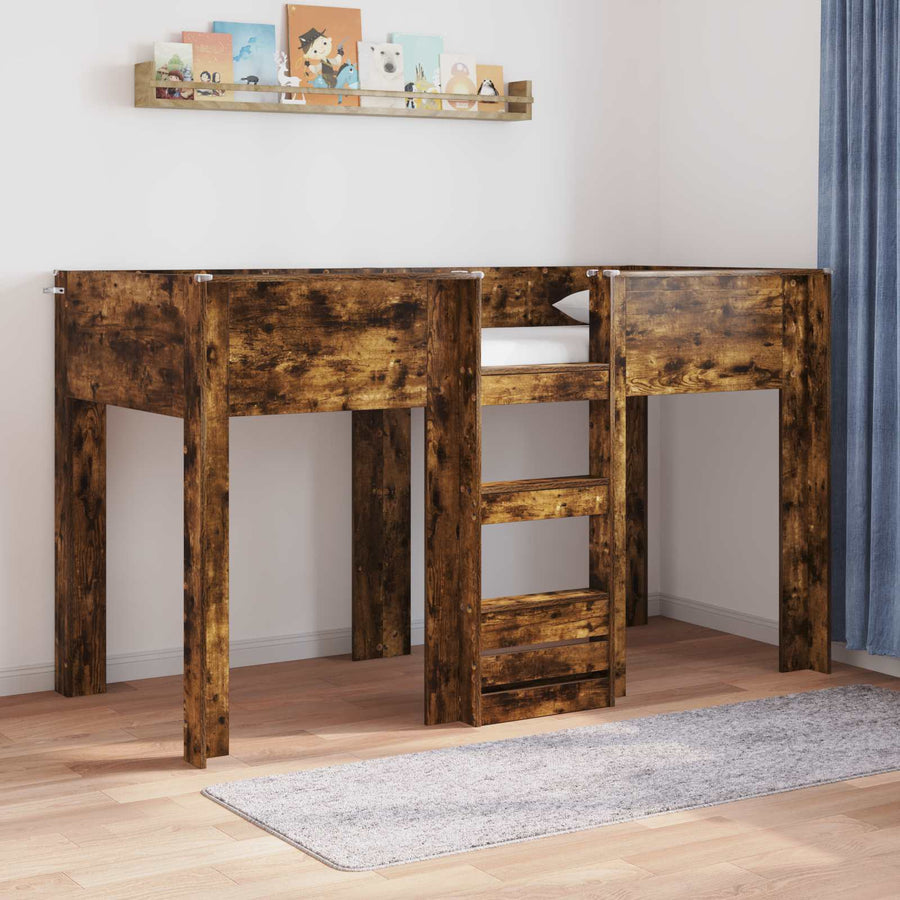 Bunk Bed voor Kinderen Gerookt eiken 75 x 190 cm Bewerkt hout