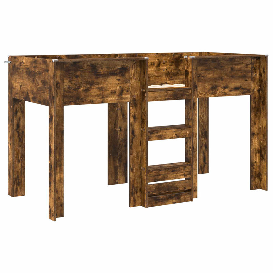 Bunk Bed voor Kinderen Gerookt eiken 75 x 190 cm Bewerkt hout