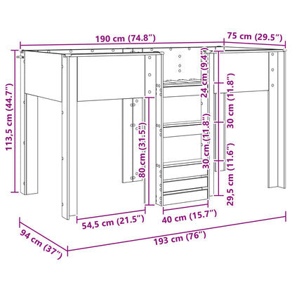 Bunk Bed voor Kinderen Grijs Sonoma 75 x 190 cm Bewerkt hout