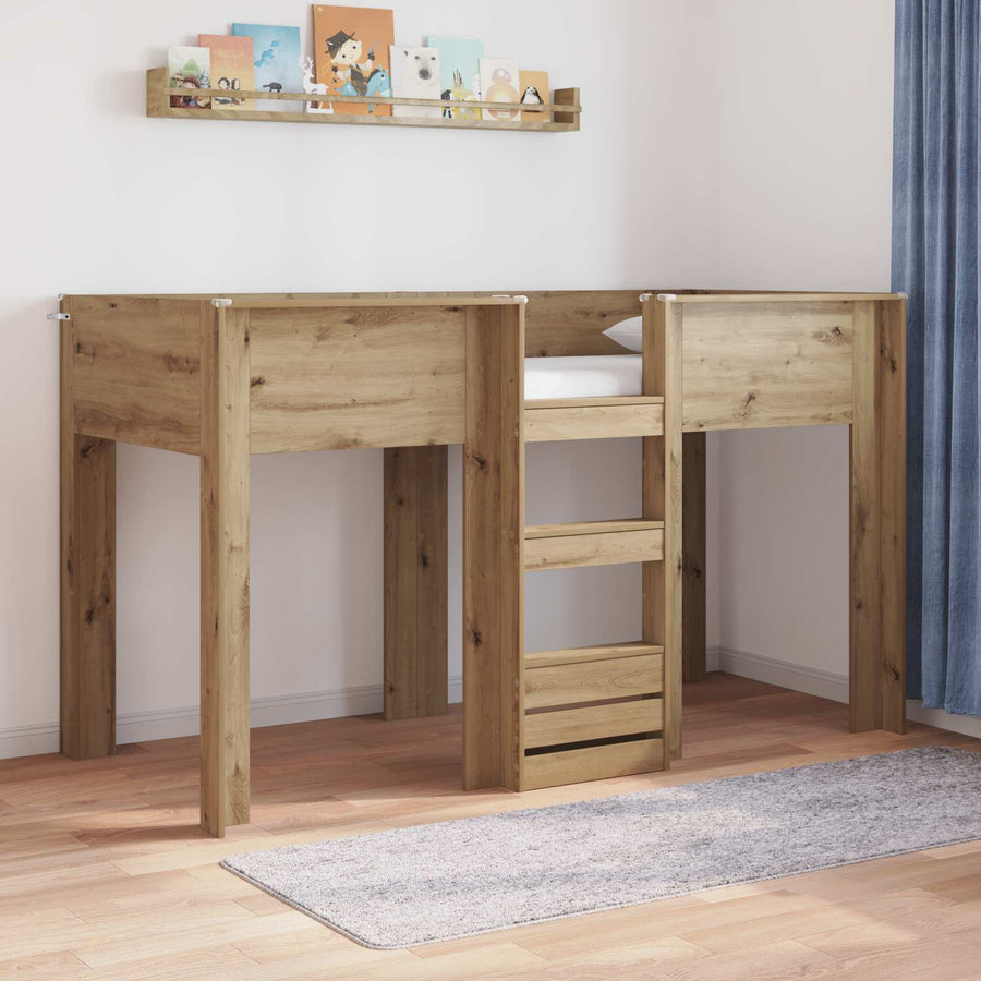Bunk Bed voor Kinderen Artisan Eiken 75 x 190 cm Bewerkt hout