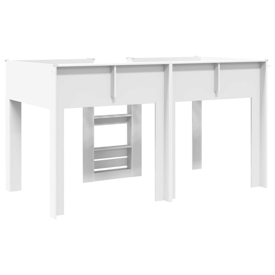 Bunk Bed voor Kinderen met opslag Wit 90 x 190 cm Bewerkt hout
