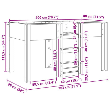 Bunk Bed voor Kinderen Sonoma Eiken 80 x 200 cm Bewerkt hout