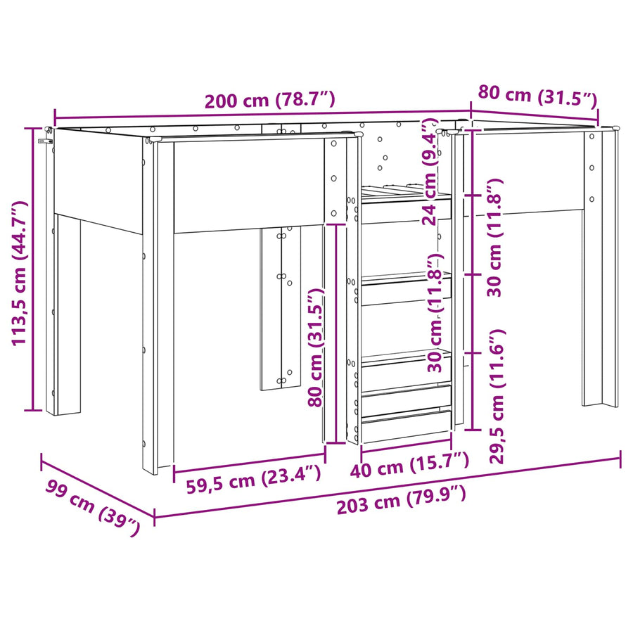 Bunk Bed voor Kinderen Sonoma Eiken 80 x 200 cm Bewerkt hout