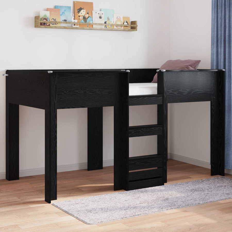 Bunk Bed voor Kinderen Zwart Eiken 90 x 200 cm Bewerkt hout