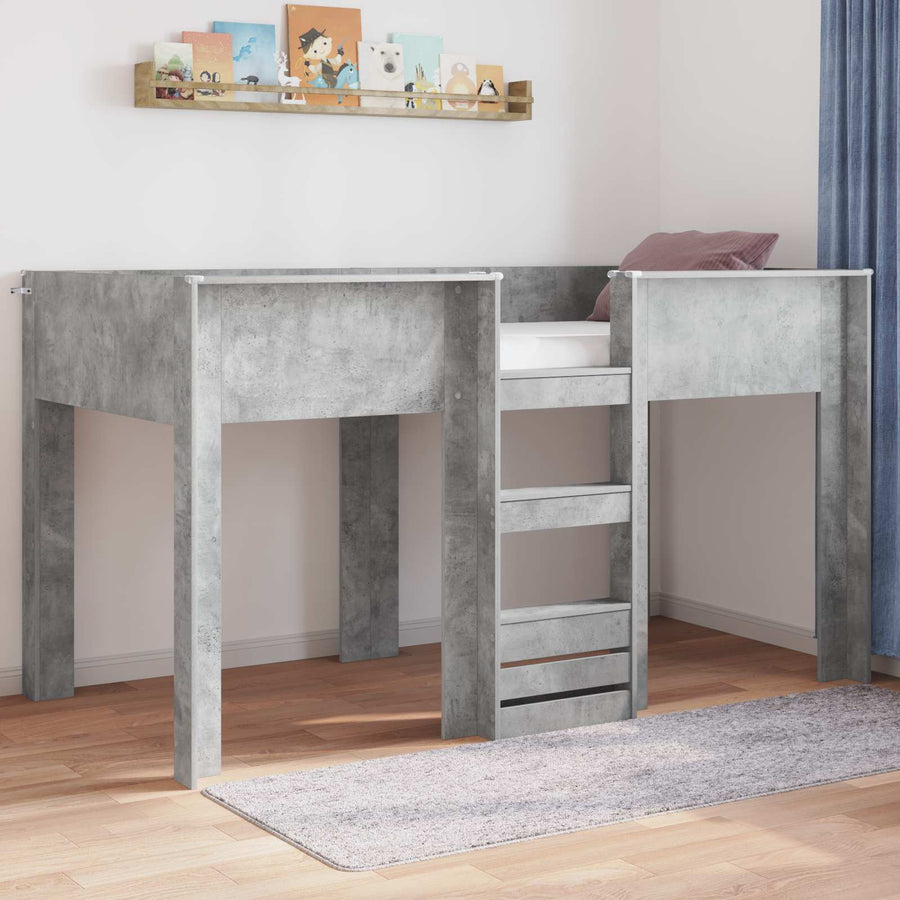 Bunk Bed voor Kinderen Beton Grijs 90 x 200 cm Bewerkt hout