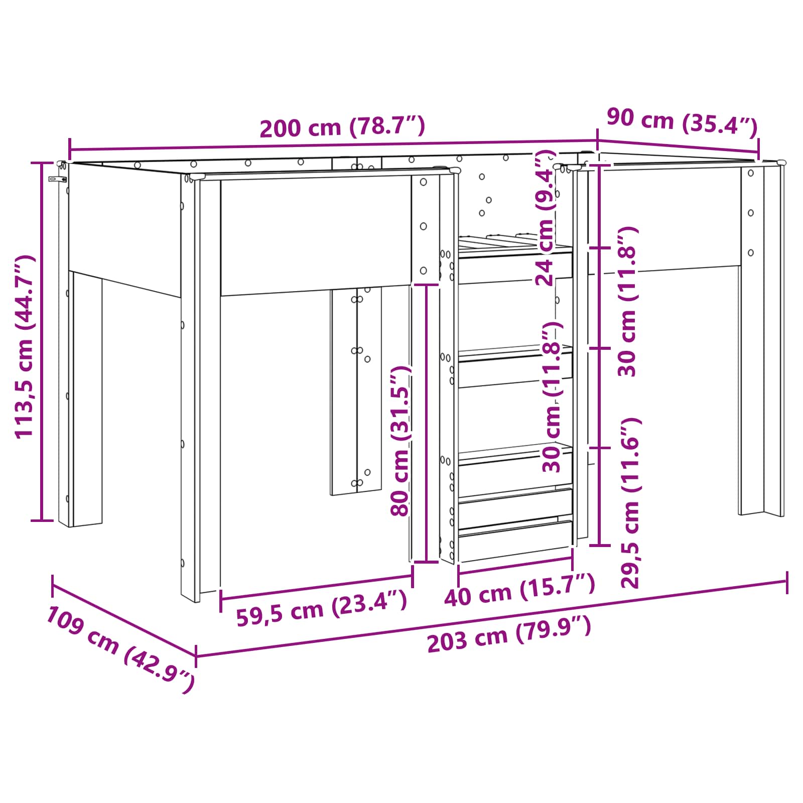 Bunk Bed voor Kinderen Artisan Eiken 90 x 200 cm Bewerkt hout