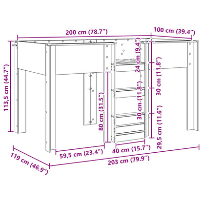 Bunk Bed voor Kinderen Gerookt eiken 100 x 200 cm Bewerkt hout