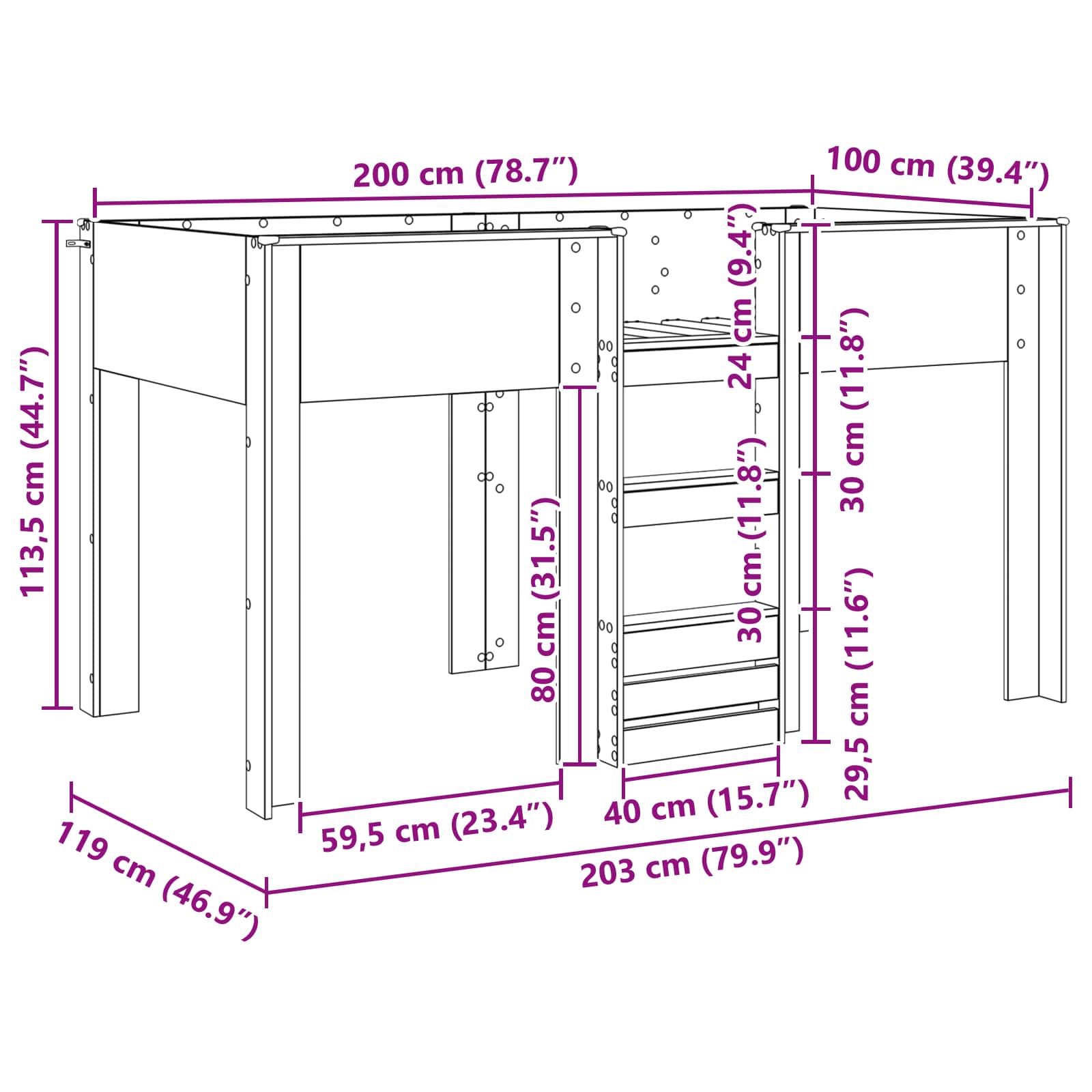 Bunk Bed voor Kinderen Artisan Eiken 100 x 200 cm Bewerkt hout