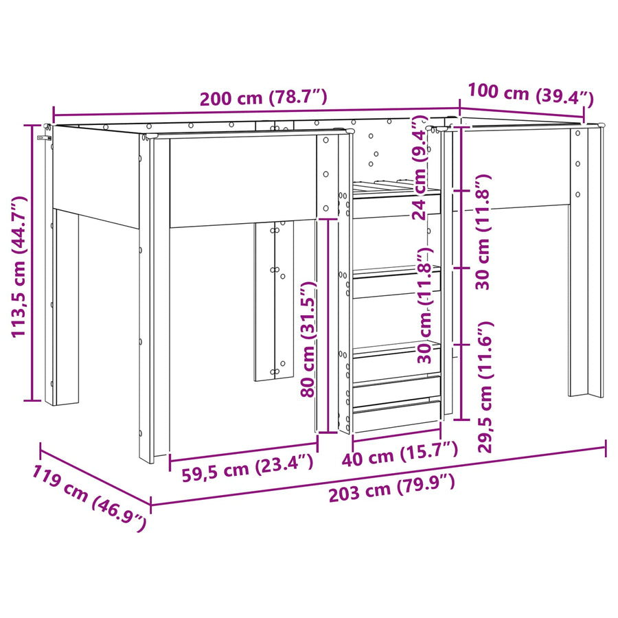 Bunk Bed voor Kinderen Artisan Eiken 100 x 200 cm Bewerkt hout