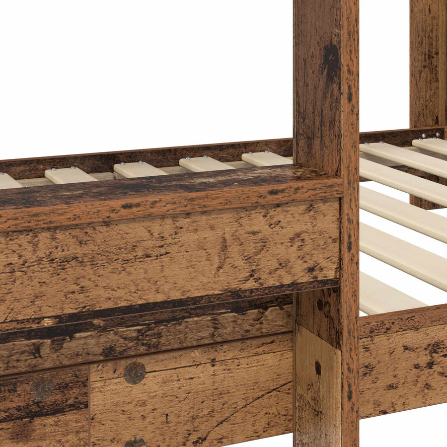 Bunk Bed voor Kinderen Oudhout 100 x 200 cm Bewerkt hout