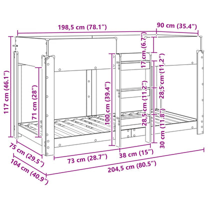 Bunk Bed voor Kinderen Oudhout 100 x 200 cm Bewerkt hout