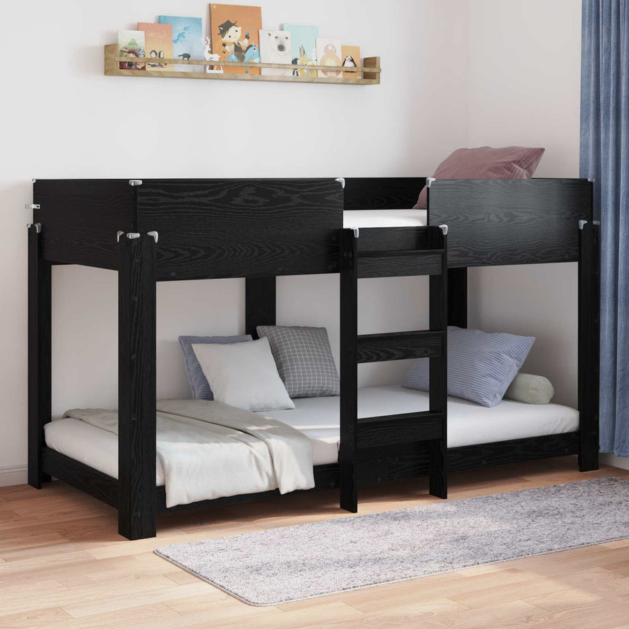Bunk Bed voor Kinderen Zwart Eiken 90 x 200 cm Bewerkt hout