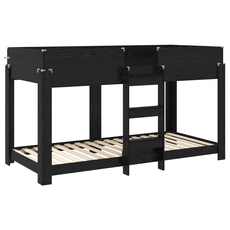 Bunk Bed voor Kinderen Zwart Eiken 90 x 200 cm Bewerkt hout