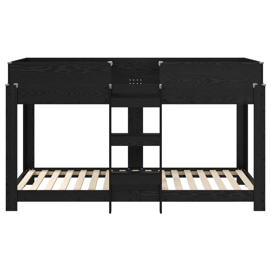 Bunk Bed voor Kinderen Zwart Eiken 90 x 200 cm Bewerkt hout