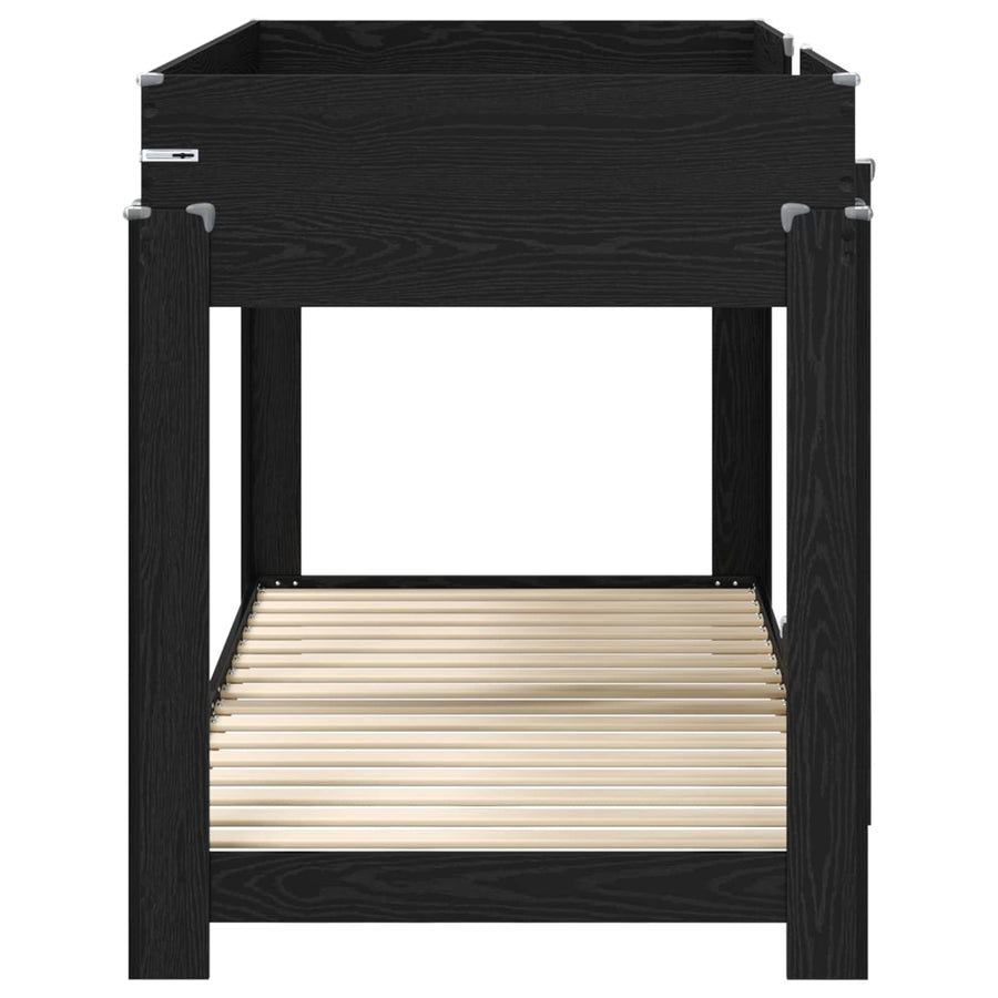 Bunk Bed voor Kinderen Zwart Eiken 90 x 200 cm Bewerkt hout