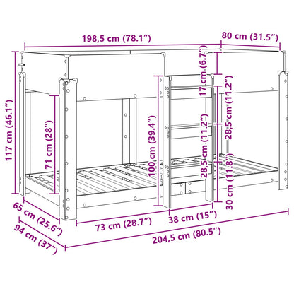 Bunk Bed voor Kinderen Gerookt eiken 90 x 200 cm Bewerkt hout