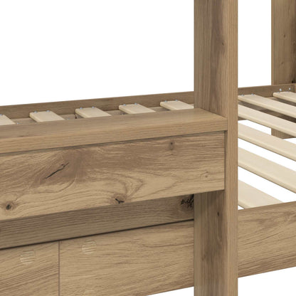 Bunk Bed voor Kinderen Artisan Eiken 90 x 200 cm Bewerkt hout