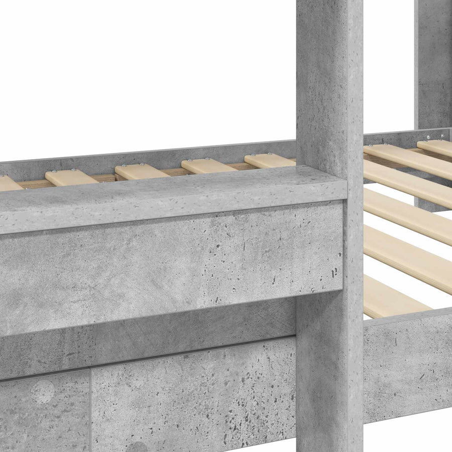 Bunk Bed voor Kinderen Beton Grijs 100 x 190 cm Bewerkt hout