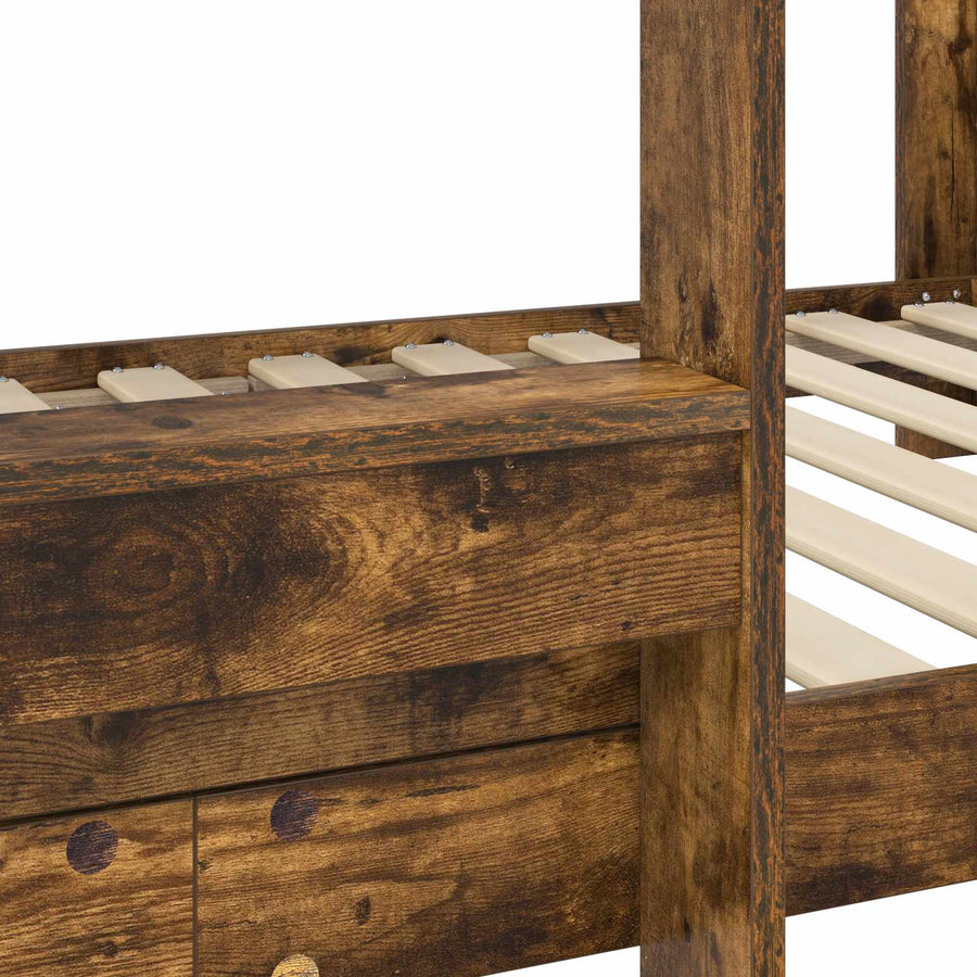Bunk Bed voor Kinderen Gerookt eiken 100 x 190 cm Bewerkt hout