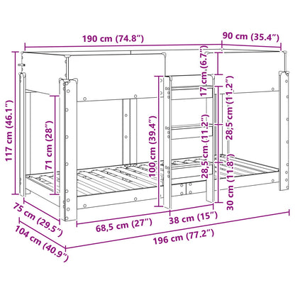 Bunk Bed voor Kinderen Gerookt eiken 100 x 190 cm Bewerkt hout