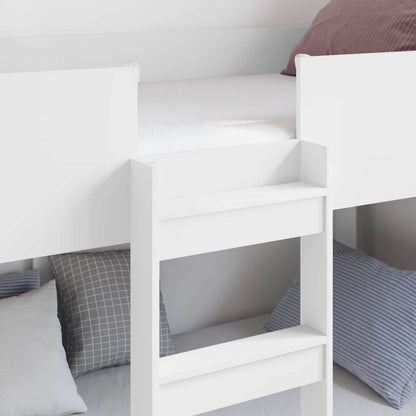 Bunk Bed voor Kinderen met matras Wit 80 x 190 cm Bewerkt hout